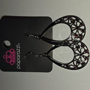 Paparazzi Silver Earrings with Purple Floral Accents